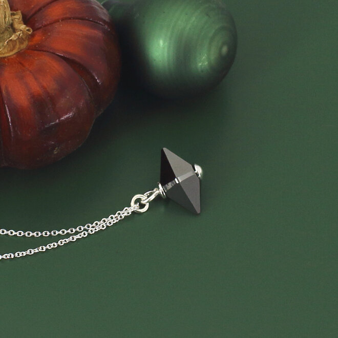 Halskette anthrazit Swarovski Kristall Spike Anhänger - Sterling Silber - ARLIZI 2354 - Loïs