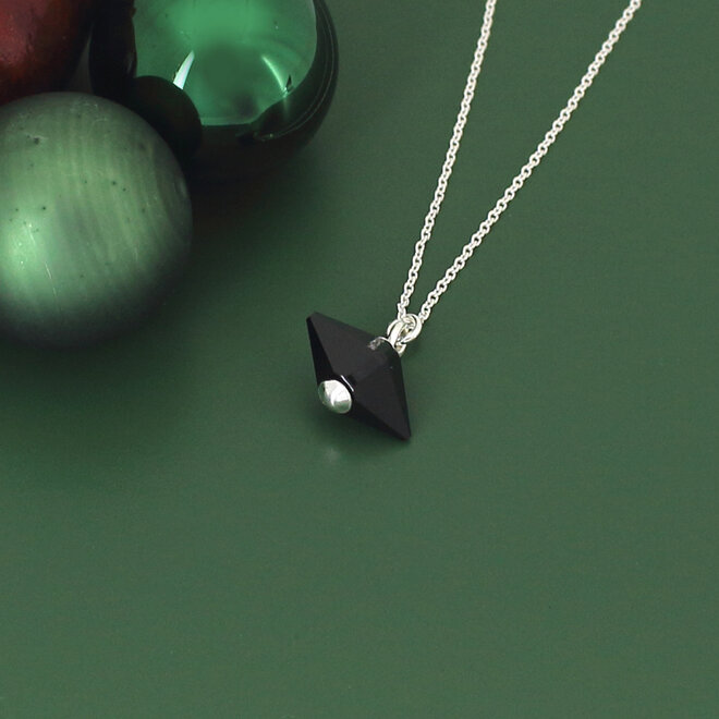 Halskette schwarz Swarovski Kristall Spike Anhänger - Sterling Silber - ARLIZI 2355 - Loïs