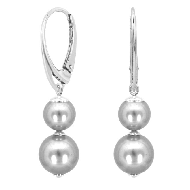 Oorbellen parel grijs - sterling zilver - 2364