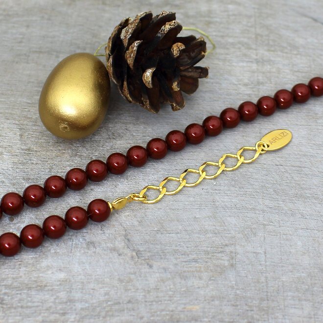 Pearl bracelet bordeaux red 6mm - gold plated - ARLIZI 1148 - Noa