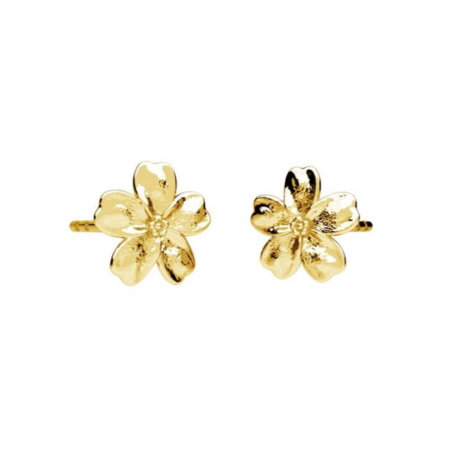 Earrings forget-me-not studs gold plated - 2369
