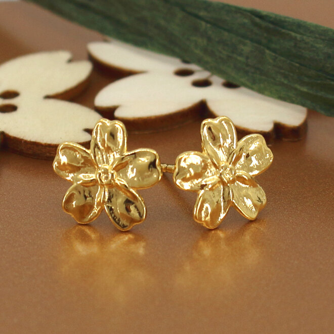 Earrings forget me not flower studs - gold plated - ARLIZI 2369 - Fleury