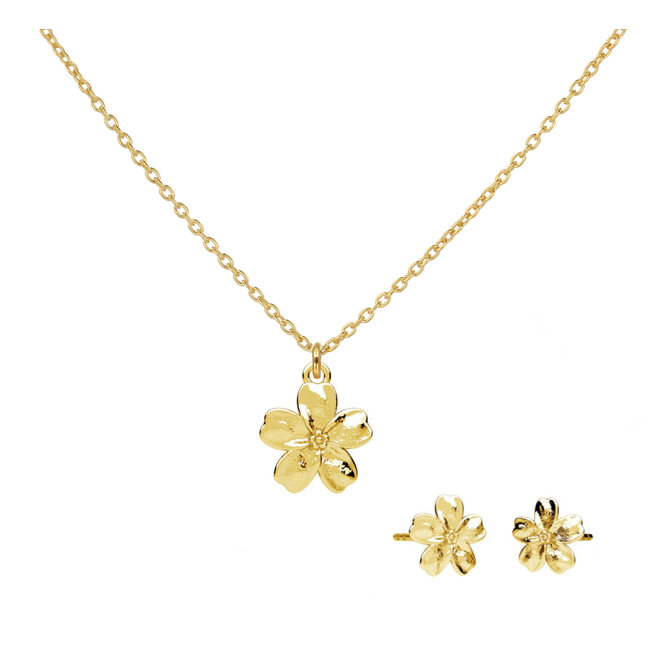 Jewellery set forget me not gold plated - 2375