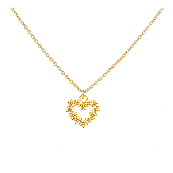 Necklace heart forget me not gold plated - 2377