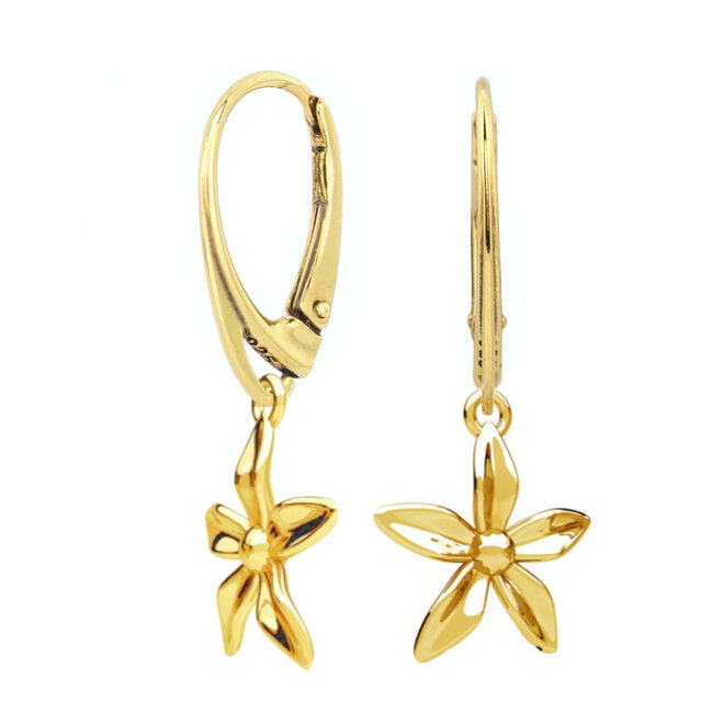 Earrings flower pendant gold plated - 2387