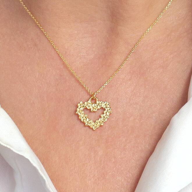 Ketting hartje vergeet me niet bloem hanger - verguld - ARLIZI 2377 - Fleury