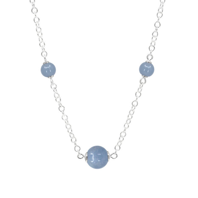 Necklace angelite beads 925 silver - 2385