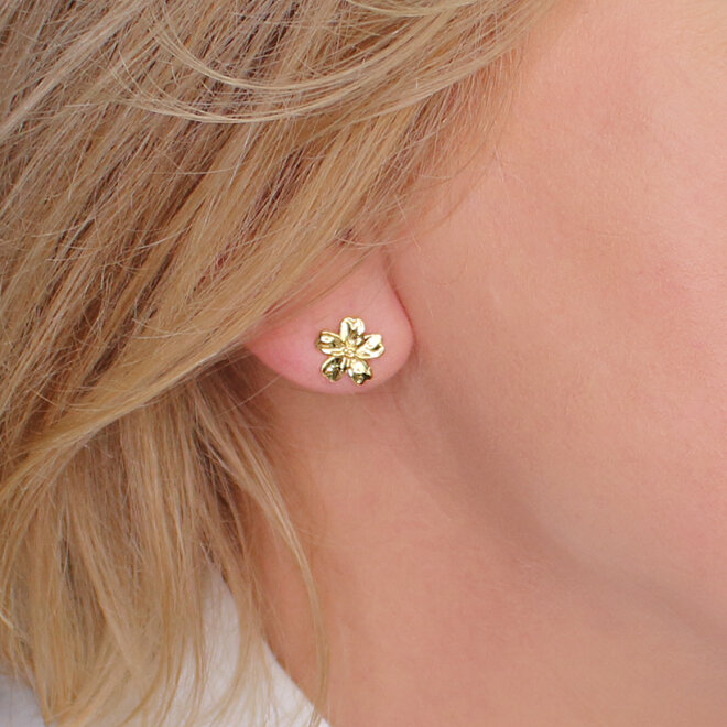 Earrings forget me not flower studs - gold plated - ARLIZI 2369 - Fleury