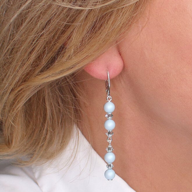 Ohrringe Perle Swarovski Kristall Pastellblau - Sterling Silber - ARLIZI 2393 - Grace