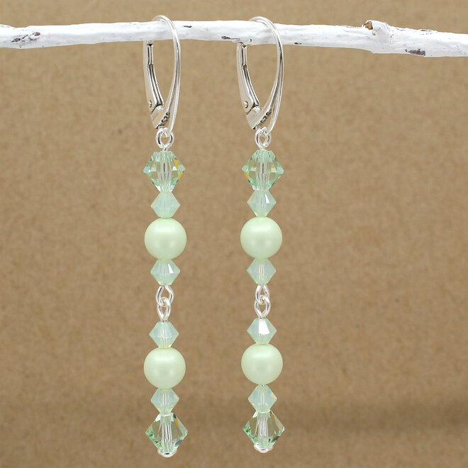 Ohrringe Perle Swarovski Kristall Pastellgrün - Sterling Silber - ARLIZI 2392 - Grace