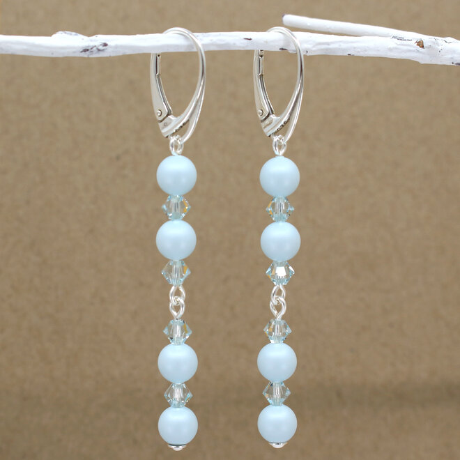 Ohrringe Perle Swarovski Kristall Pastellblau - Sterling Silber - ARLIZI 2393 - Grace
