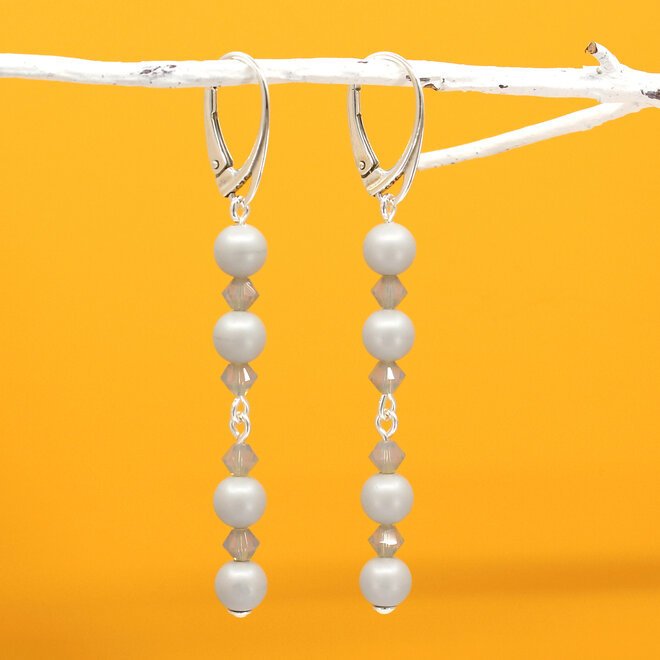 Ohrringe Perle Swarovski Kristall Pastellgrau - Sterling Silber - ARLIZI 2394 - Grace