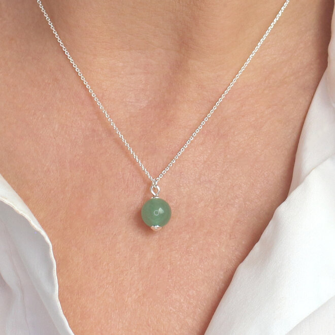 Ketting groen aventurijn kraal hanger - sterling zilver - ARLIZI 2399 - Novi