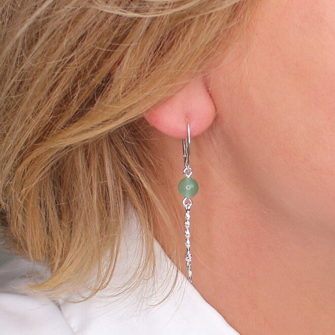 Ohrringe Grün Aventurin Lavendel Anhänger - Sterling Silber - ARLIZI 2400 - Viènn