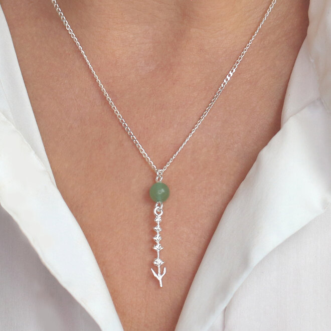Ketting groen aventurijn kraal lavendel hanger - sterling zilver - ARLIZI 2401 - Viènn