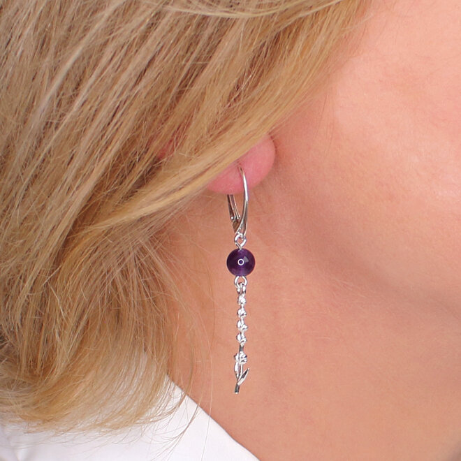 Oorbellen amethist lavendel hanger - sterling zilver - ARLIZI 2402 - Viènn