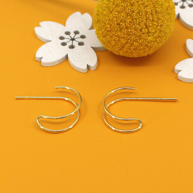 Oorbellen dubbel ring oorstekers - verguld - ARLIZI 2286 - Luna