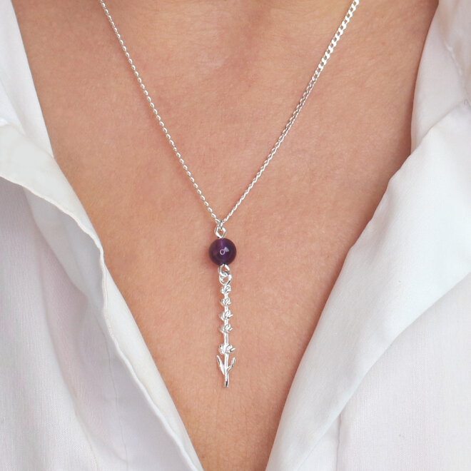 Ketting amethist kraal lavendel hanger - sterling zilver - ARLIZI 2403 - Viènn