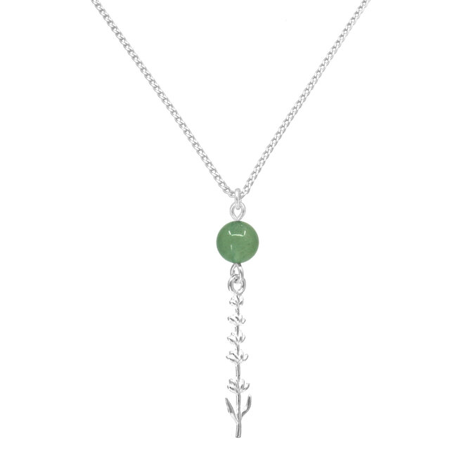 Necklace aventurine lavender pendant 925 silver - 2401