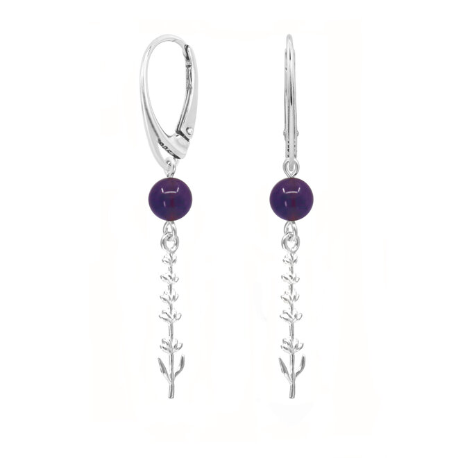 Oorbellen amethist lavendel zilver - 2402