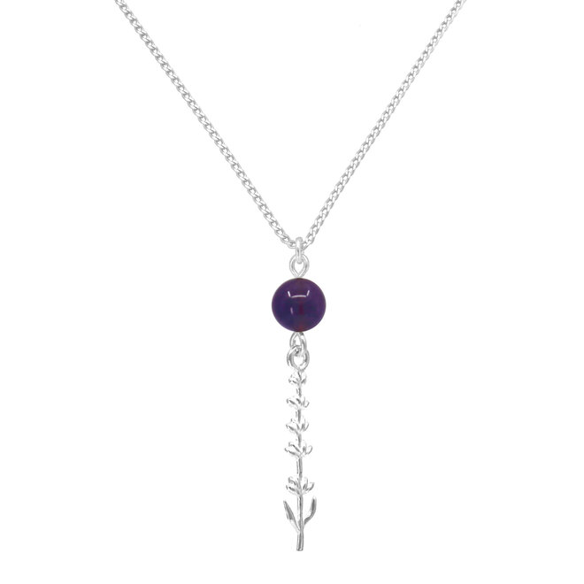 Ketting amethist lavendel hanger 925 zilver - 2403