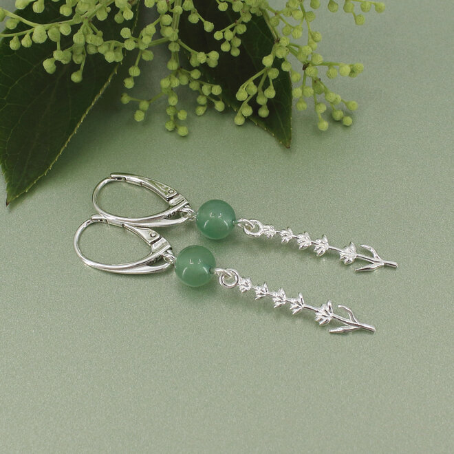 Oorbellen groen aventurijn lavendel hanger - sterling zilver - ARLIZI 2400 - Viènn