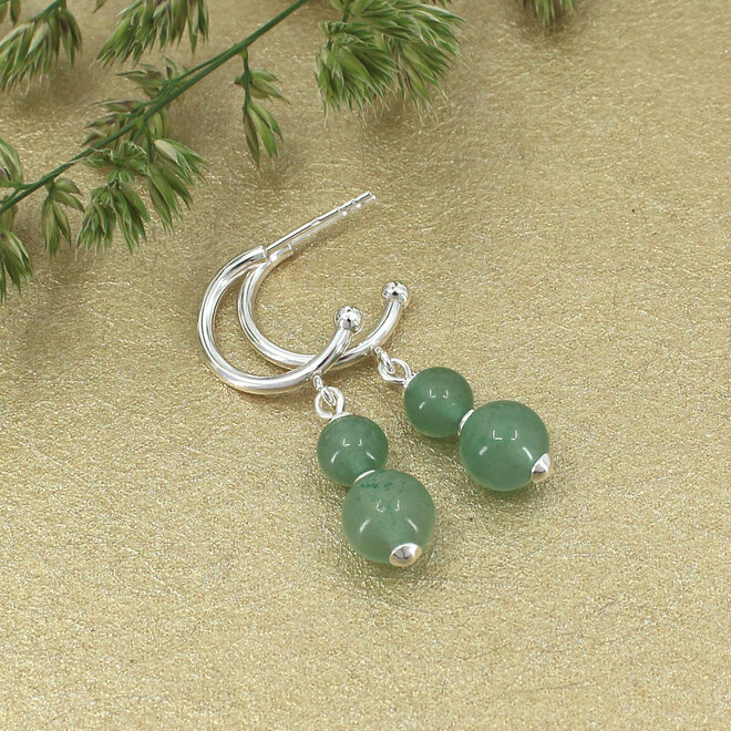 Oorbellen groen aventurijn kralen hanger - sterling zilver - ARLIZI 2396 - Novi