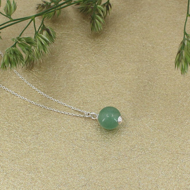 Ketting groen aventurijn kraal hanger - sterling zilver - ARLIZI 2399 - Novi