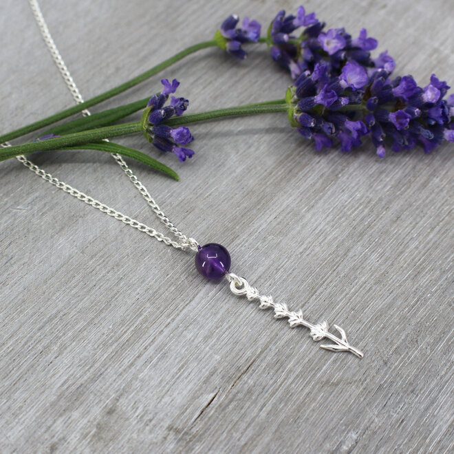 Ketting amethist kraal lavendel hanger - sterling zilver - ARLIZI 2403 - Viènn