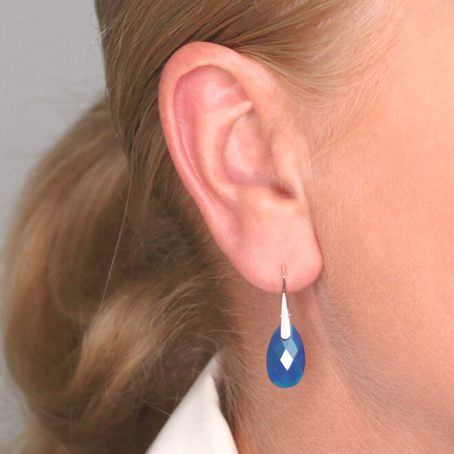 Oorbellen blauw onyx druppel hanger - sterling zilver - ARLIZI 2160 - Romy