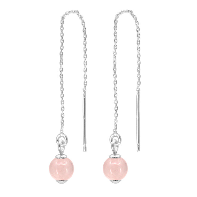 Earrings pull through rose quartz - sterling silver - ARLIZI 2040 - Skylar