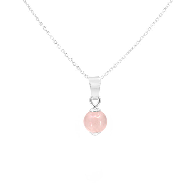 Ketting rozenkwarts 925 zilver - 2041