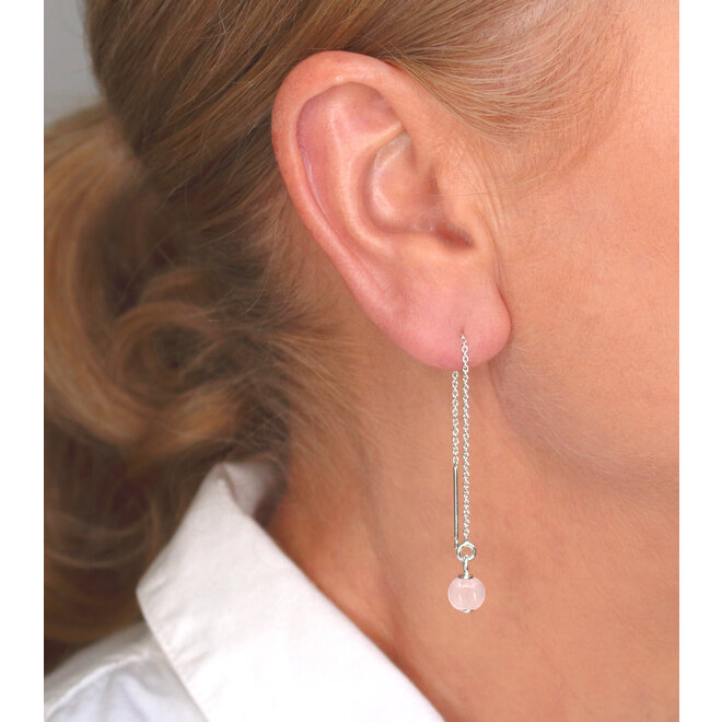 Earrings pull through rose quartz - sterling silver - ARLIZI 2040 - Skylar