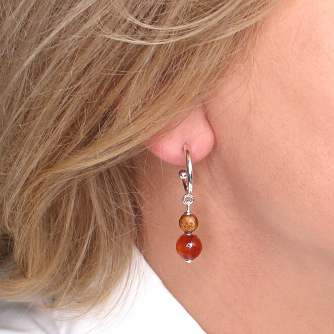 Ohrringe roter Achat Perlen Anhänger - Sterling Silber - ARLIZI 2408 - Novi