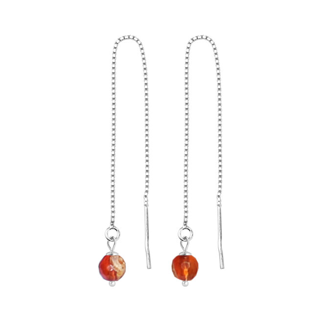 Durchzieherohrringe roter Achat Sterling Silber - 2410