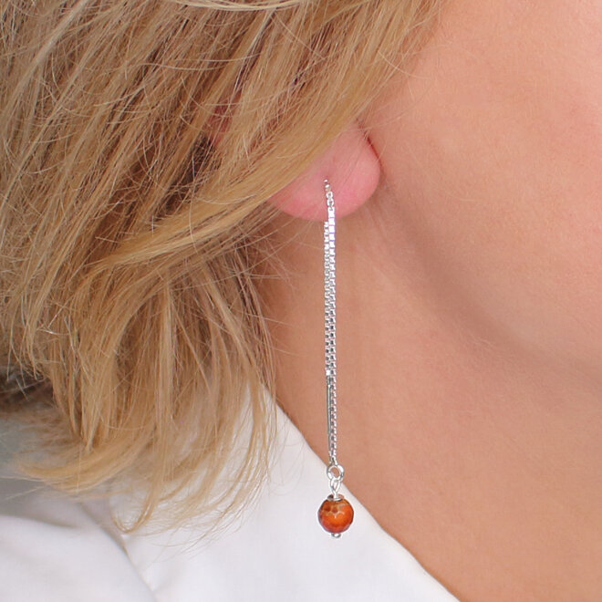 Durchzieher Ohrringe roter Achat - Sterling Silber - ARLIZI 2410 - Novi