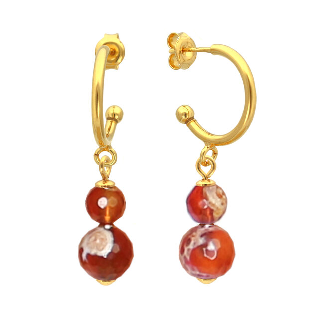 Oorbellen rode agaat kralen hanger - verguld - ARLIZI 2412 - Novi