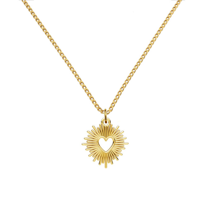 Ketting stralend hartje hanger verguld - 2417