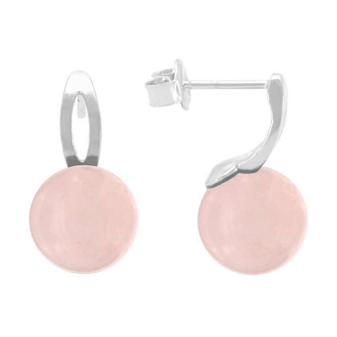 Oorbellen rozenkwarts 925 zilver - 2419