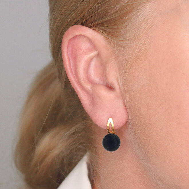 Oorbellen zwart onyx oorsteker - verguld - ARLIZI 2420 - Margo