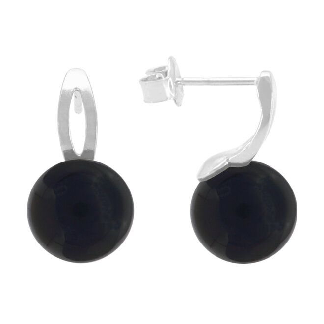 Oorbellen onyx 925 zilver - 2421
