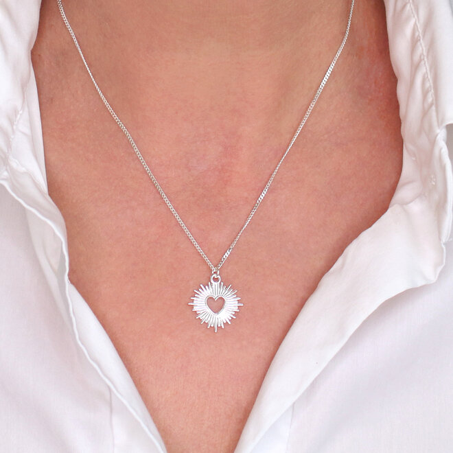 Ketting stralend hartje hanger - sterling zilver - ARLIZI 2416 - Kendal