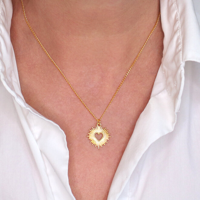 Ketting stralend hartje hanger - verguld - ARLIZI 2417 - Kendal