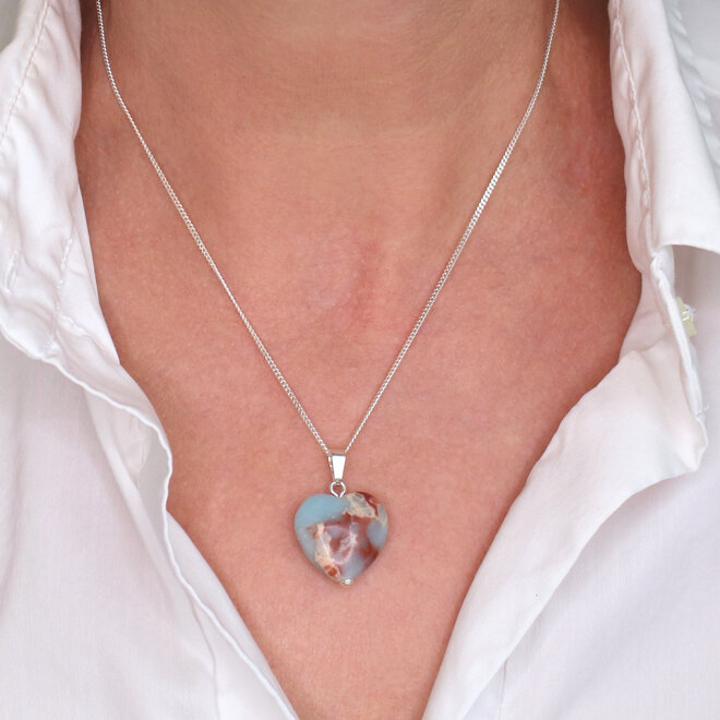 Ketting jaspis hartje hanger - sterling zilver - ARLIZI 2418 - Maya