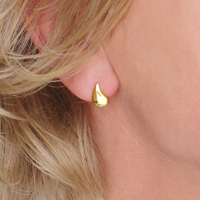 Earrings droplet studs - gold plated - ARLIZI 2407 - Luna