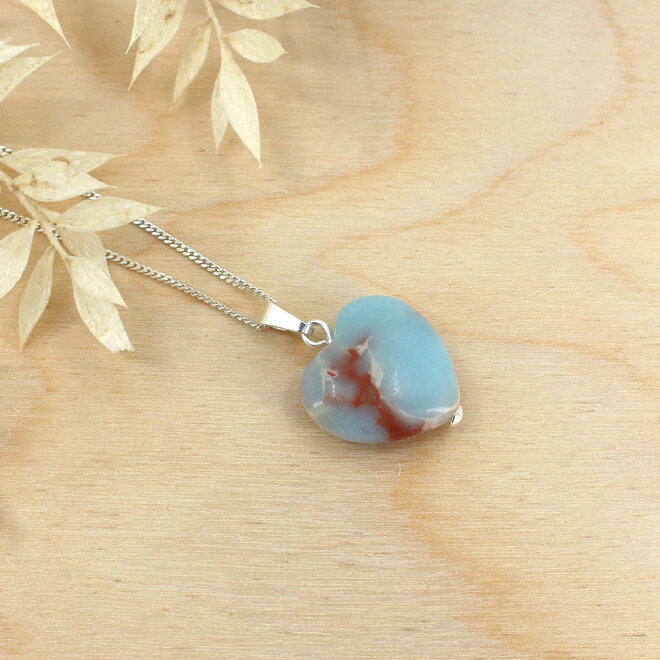 Ketting jaspis hartje hanger - sterling zilver - ARLIZI 2418 - Maya
