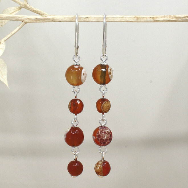 Ohrringe roter Achat Perlen Anhänger - Sterling Silber - ARLIZI 2409 - Novi