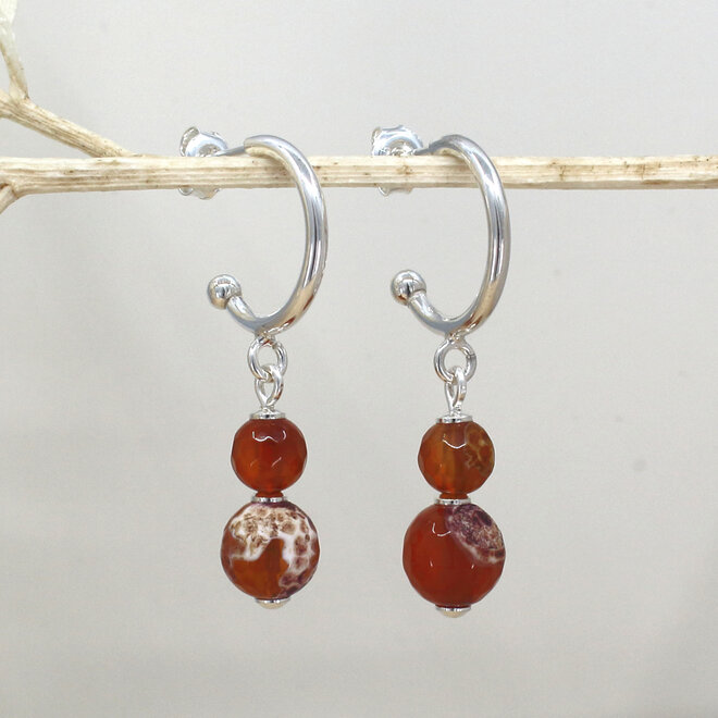 Ohrringe roter Achat Perlen Anhänger - Sterling Silber - ARLIZI 2408 - Novi