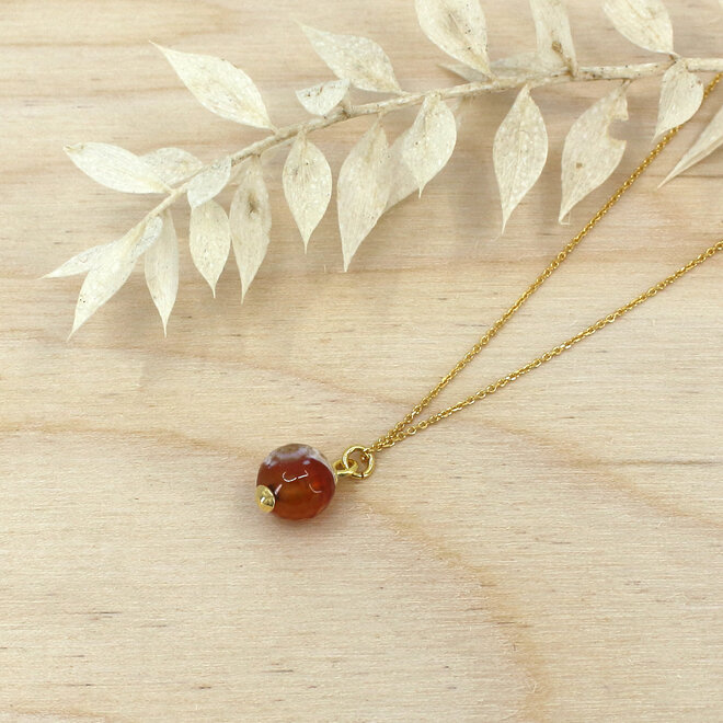 Halskette Rot Achat Perle Anhänger - vergoldet - ARLIZI 2415 - Novi