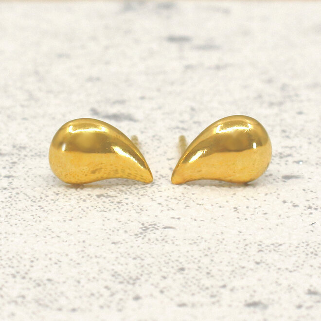 Earrings droplet studs - gold plated - ARLIZI 2407 - Luna